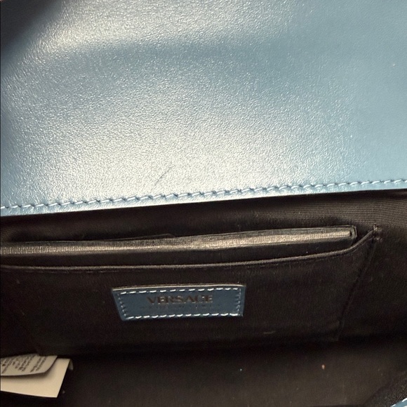 Versace Light Blue Quilted Shoulder Bag with Gold Accents main image 2